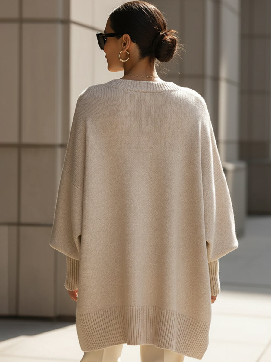Damski Sweter Oversize z Mieszanki Wełny