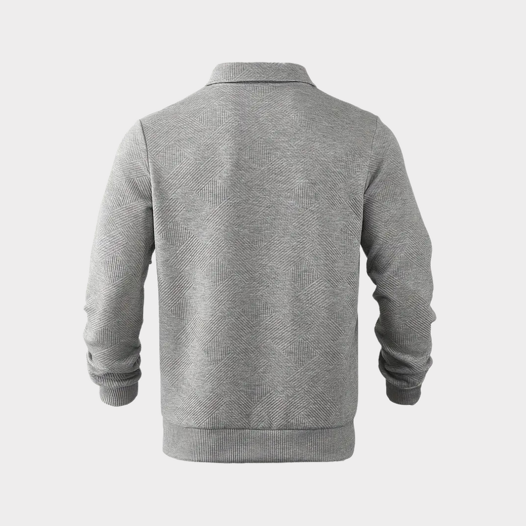 Męski Sweter z Zamkiem pod Szyją i Geometrycznym Wzorem – ujęcie 8