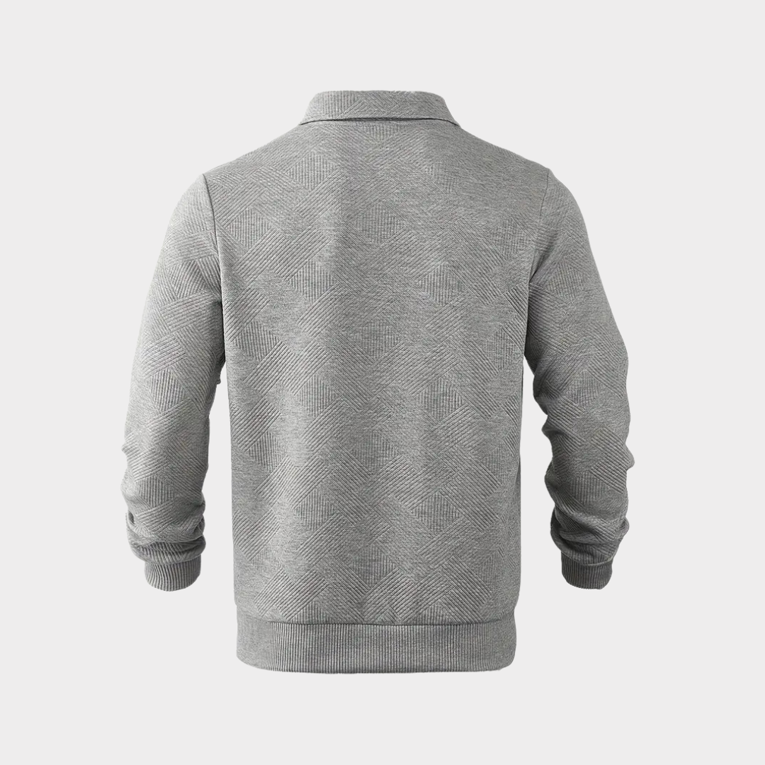 Męski Sweter z Zamkiem pod Szyją i Geometrycznym Wzorem – ujęcie 8
