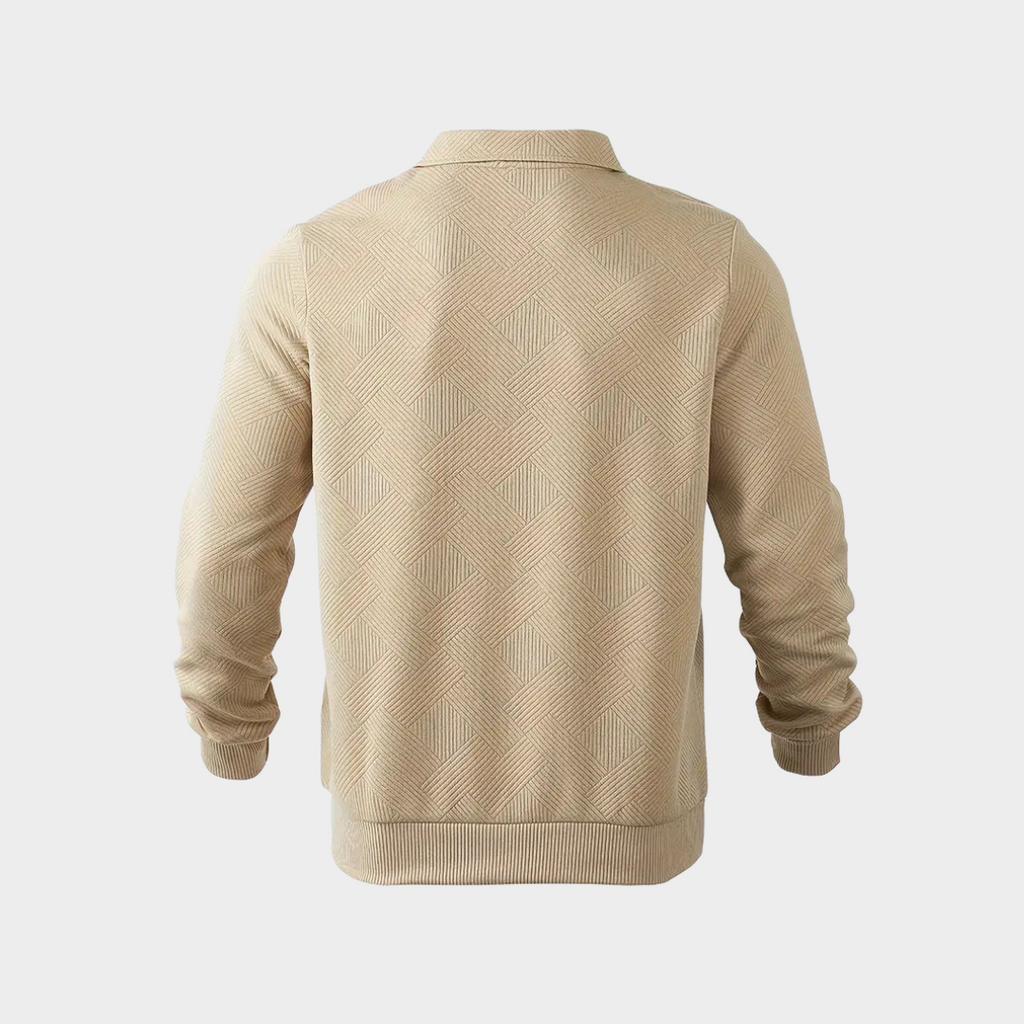 Męski Sweter z Zamkiem pod Szyją i Geometrycznym Wzorem – ujęcie 3
