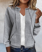 Kardigan damski z kapturem na zamek – ujęcie 4