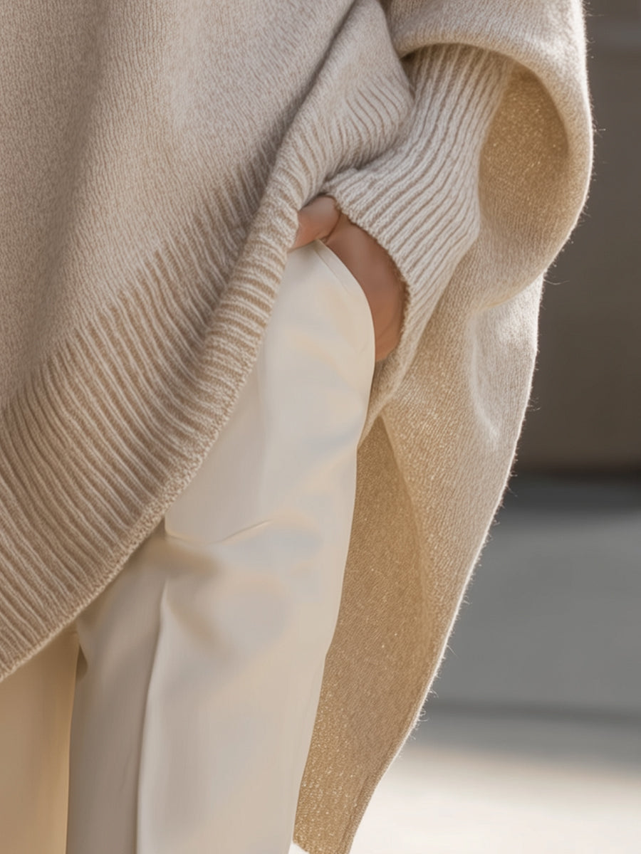 Damski Sweter Oversize z Mieszanki Wełny
