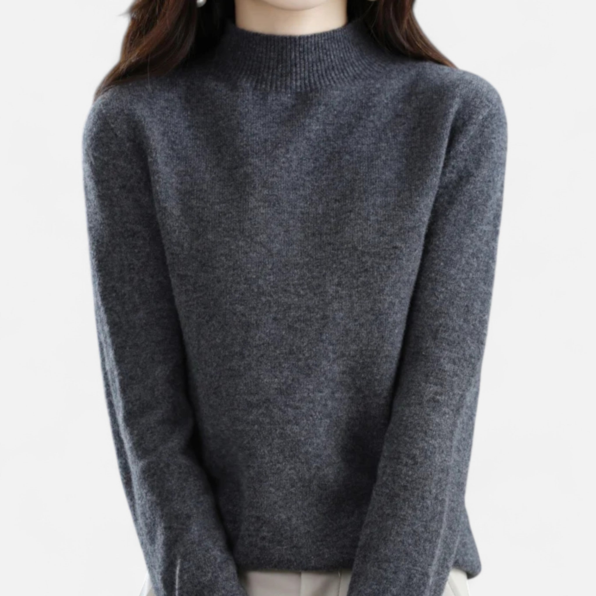 Sweter Damski z Półgolfem Regular Fit Dzianinowy