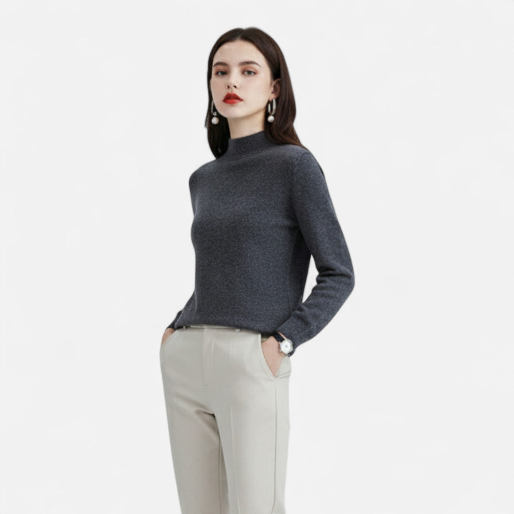 Sweter Damski z Półgolfem Regular Fit Dzianinowy