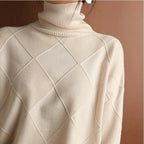 Damski sweter oversize z golfem, ciepła dzianina – ujęcie 8