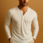 Męska koszulka henley z długim rękawem, slim fit – ujęcie 2