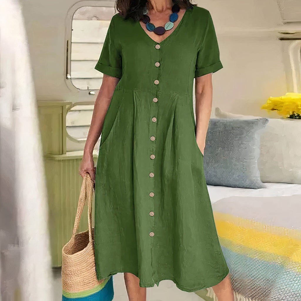 Zwiewna sukienka midi Sophie z kieszeniami – Diamila Moda