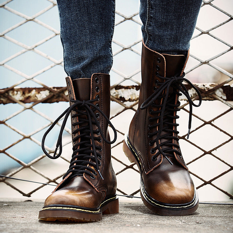 Buty Męskie za Kostkę Sznurowane z Profilowaną Podeszwą – ujęcie 4