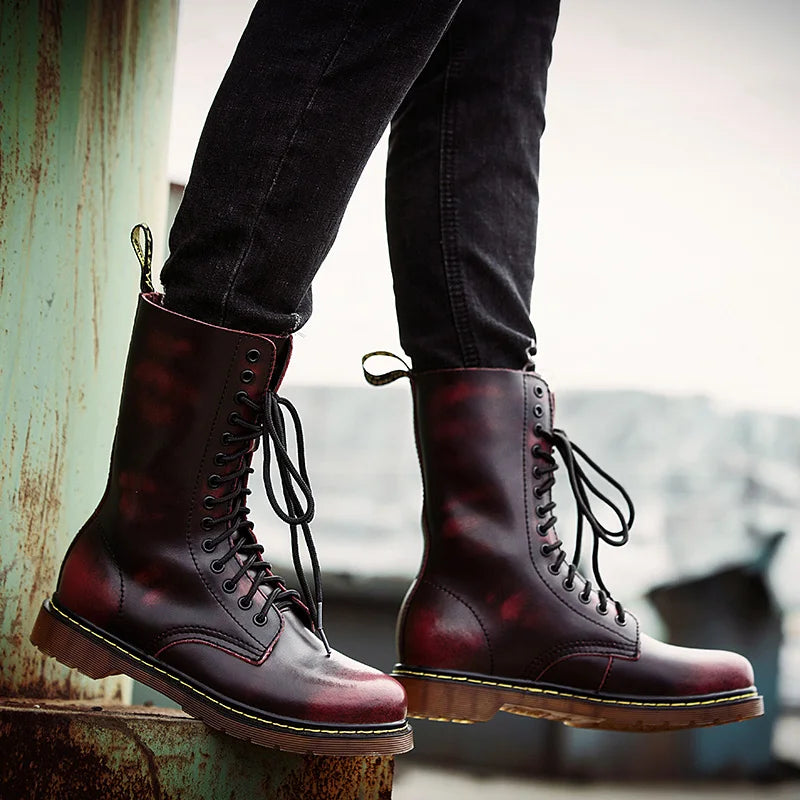 Buty Męskie za Kostkę Sznurowane z Profilowaną Podeszwą – detal