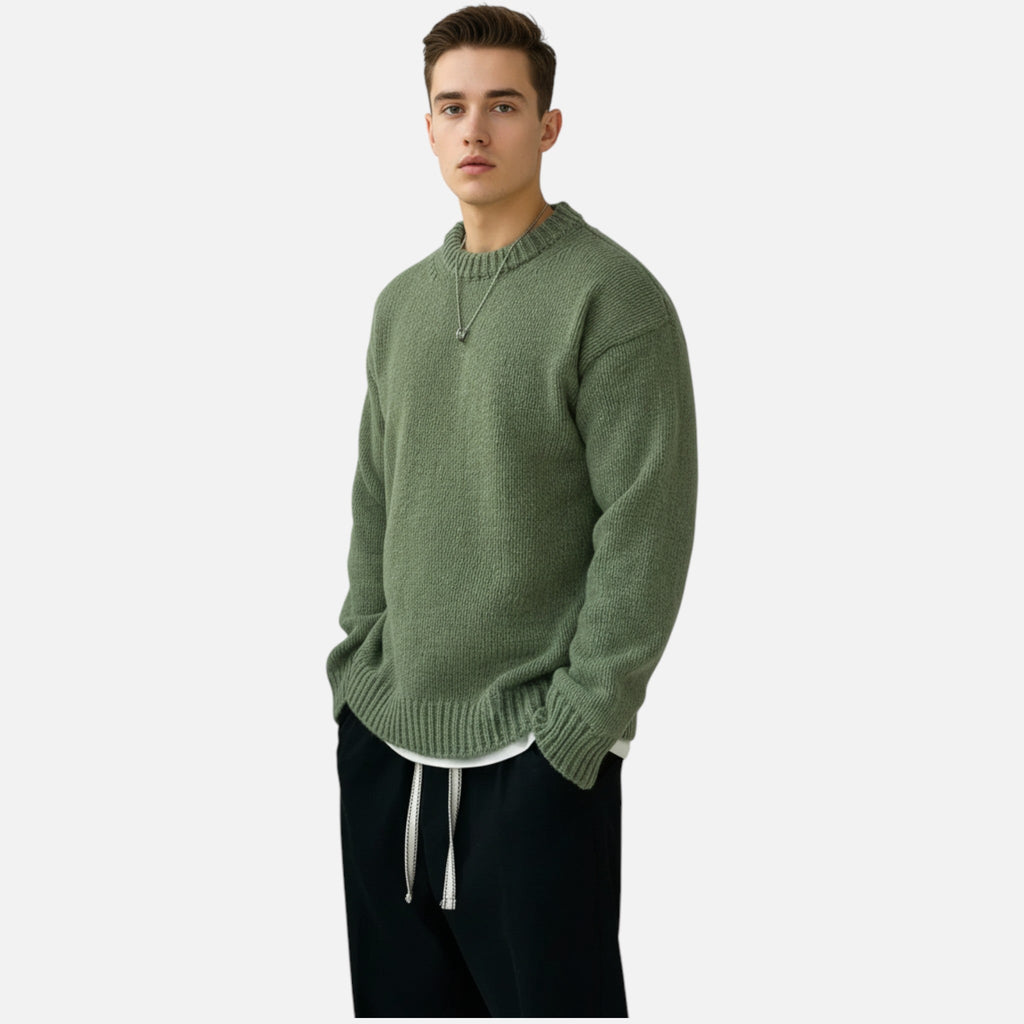 Sweter Męski z Okrągłym Dekoltem o Klasycznym Fasonie