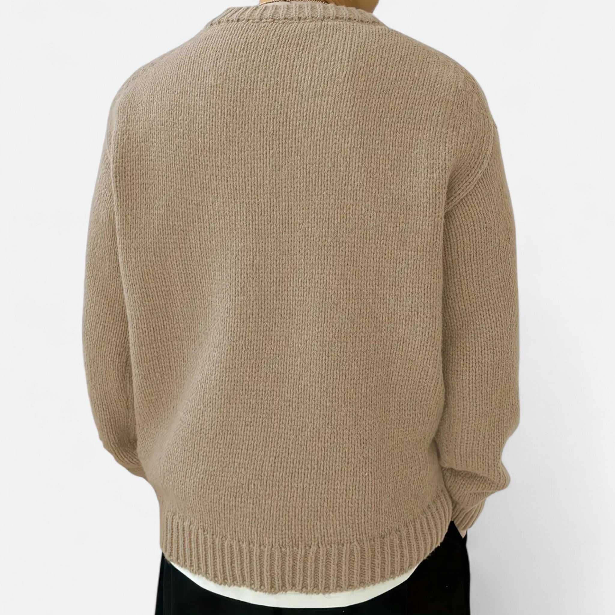 Sweter Męski z Okrągłym Dekoltem o Klasycznym Fasonie
