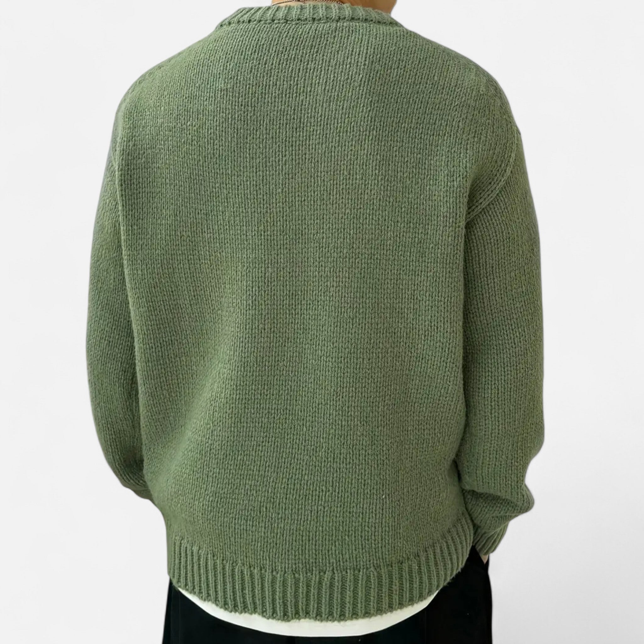 Sweter Męski z Okrągłym Dekoltem o Klasycznym Fasonie