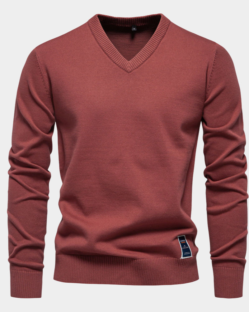 Sweter Męski Klasyczny z Dekoltem w Serek