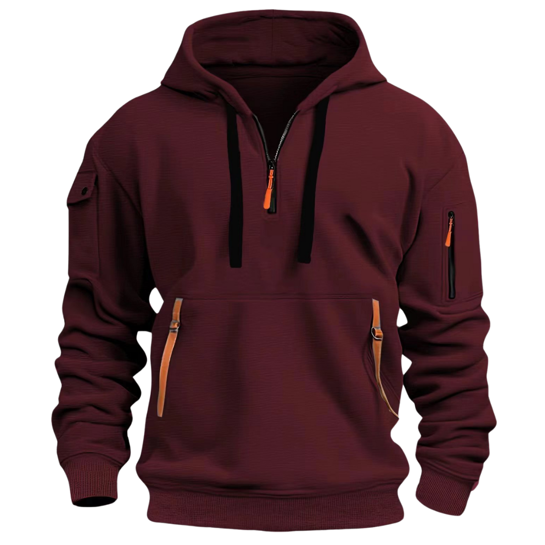 Bluza męska z kapturem rozpinana, detal zamka błyskawicznego