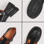 Buty damskie Mary Jane ze skóry detal klamry