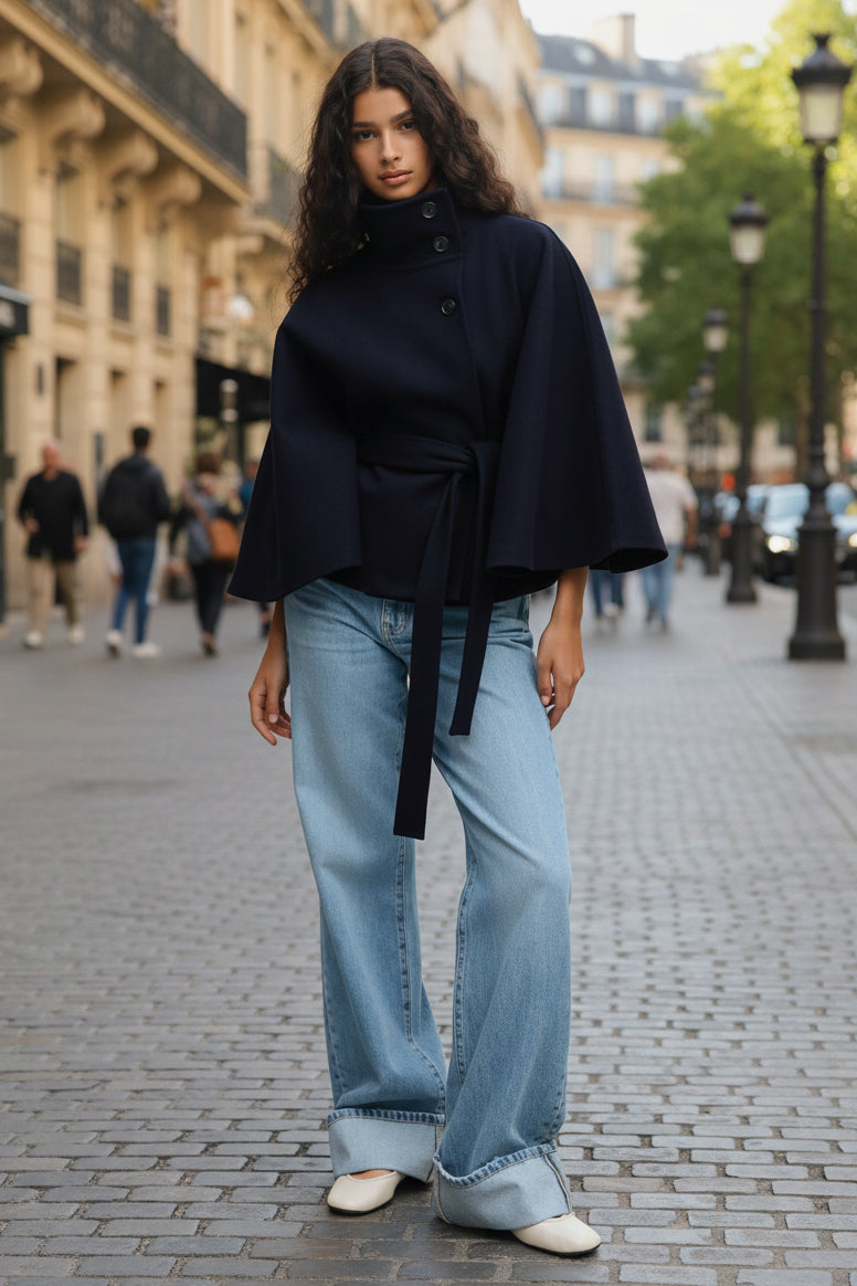 Damski Płaszcz Parka Typu Cape - Diamila Moda