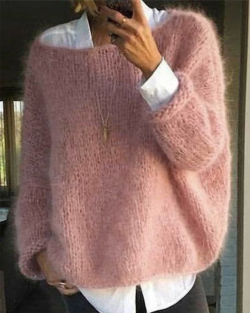 Damski sweter z miękkiej dzianiny z długim rękawem