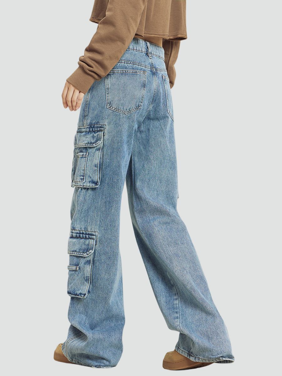 Jeansy cargo damskie stylizacja streetwear