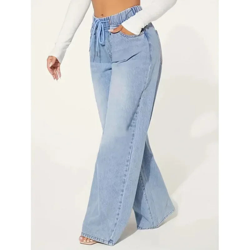 Jeansy damskie baggy z wysokim stanem