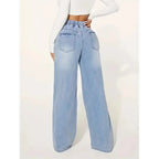 Jeansy Damskie Baggy z Wysokim Stanem – detal