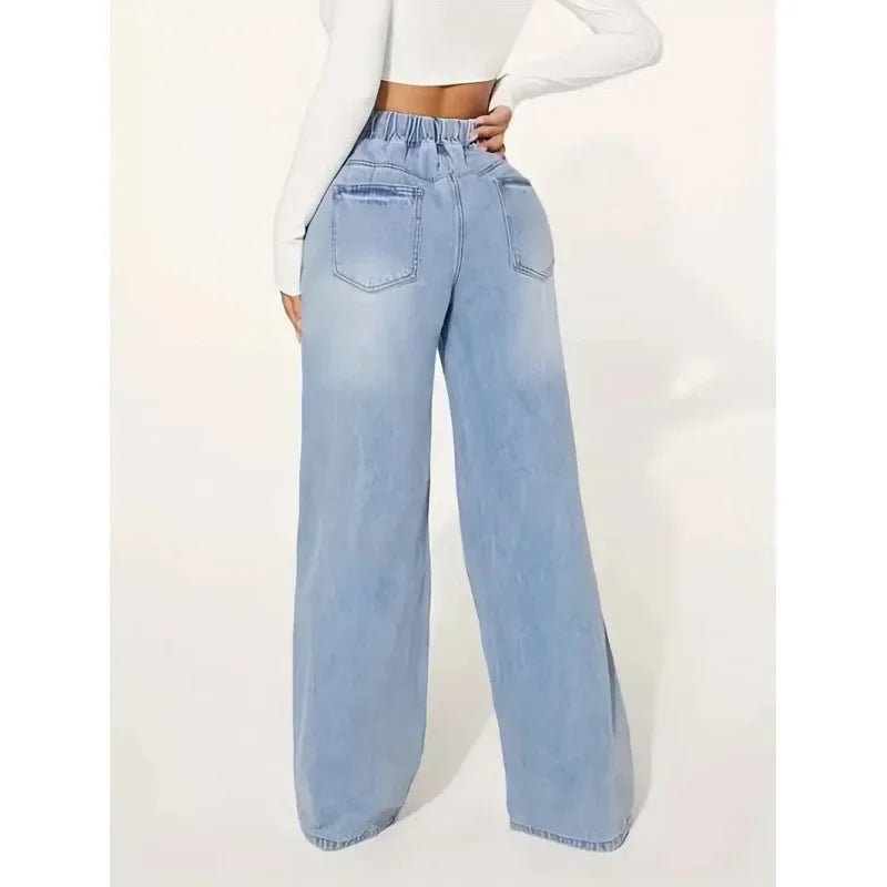 Jeansy damskie baggy z wysokim stanem