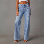 Jeansy damskie bootcut w kolorze niebieskim