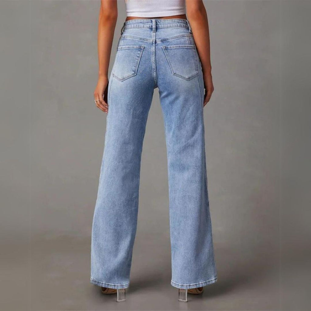 Jeansy damskie bootcut w kolorze niebieskim