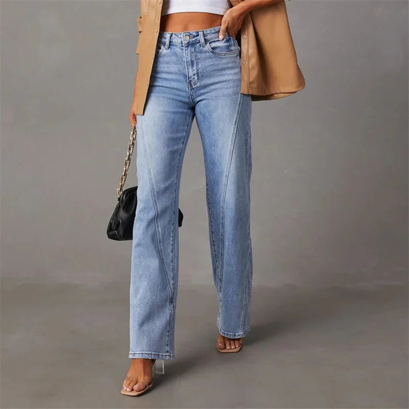 Jeansy damskie bootcut w kolorze niebieskim