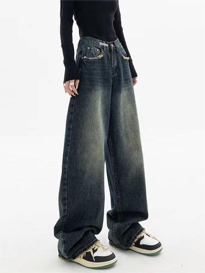 Sprane jeansy damskie w stylu retro
