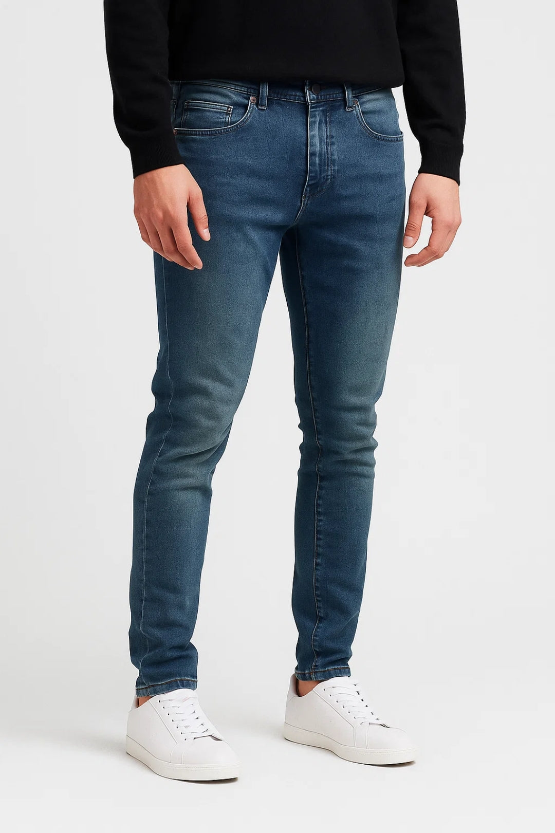 Jeansy meskie slim ciemnoniebieskie