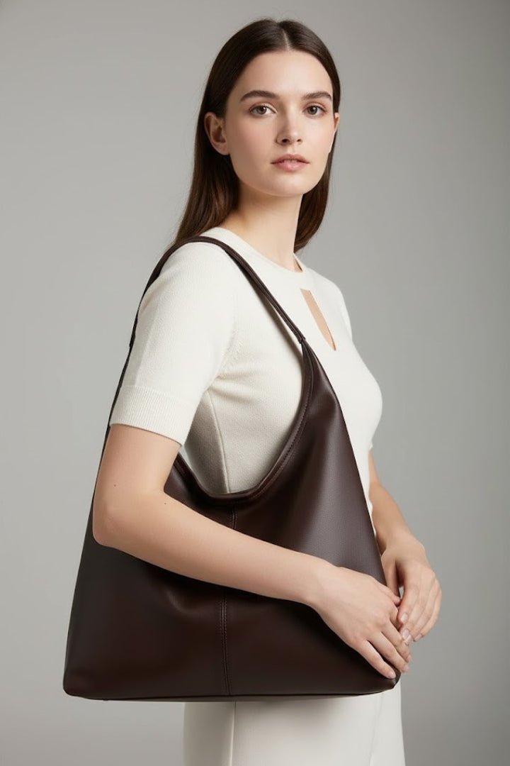 Kawowa klasyczna torba shopper damska