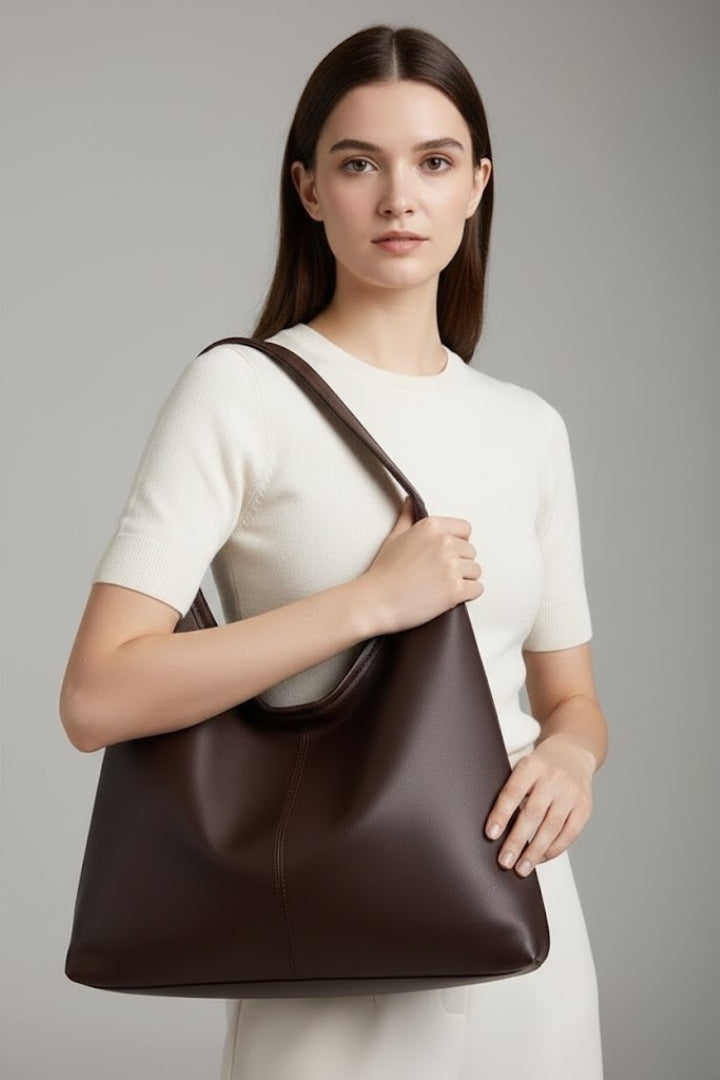 Klasyczna torba shopper ze skóry ekologicznej na ramię