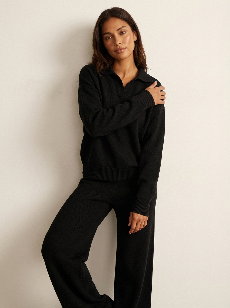 Dwuczęściowy damski komplet loungewear Clairmont w kolorze czarnym