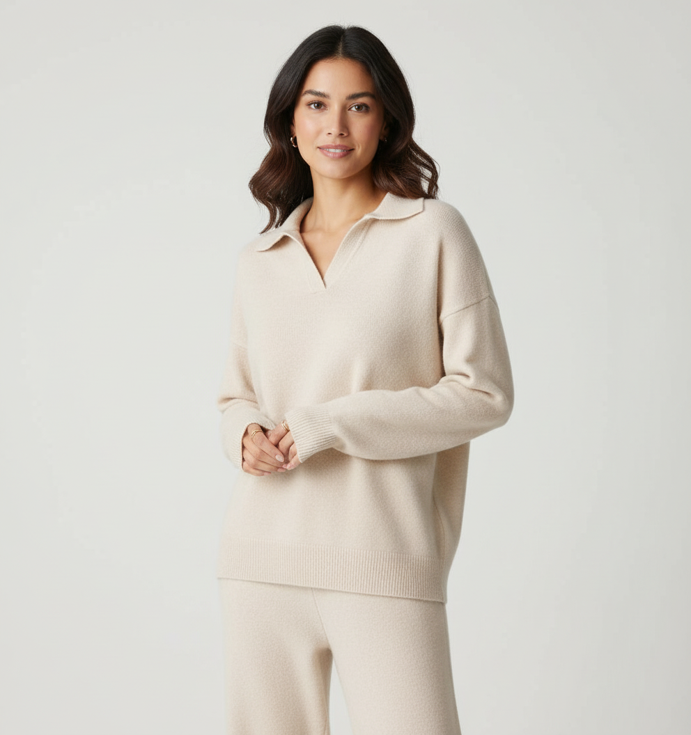 Dwuczęściowy damski komplet loungewear Clairmont w kolorze kremowym
