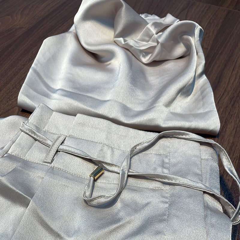 Komplet Seraphine top na halter i szerokie spodnie