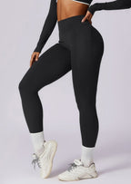 Legginsy damskie z kieszeniami czarne bok
