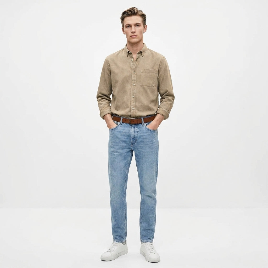 Koszula Męska z Kołnierzykiem Button-Down