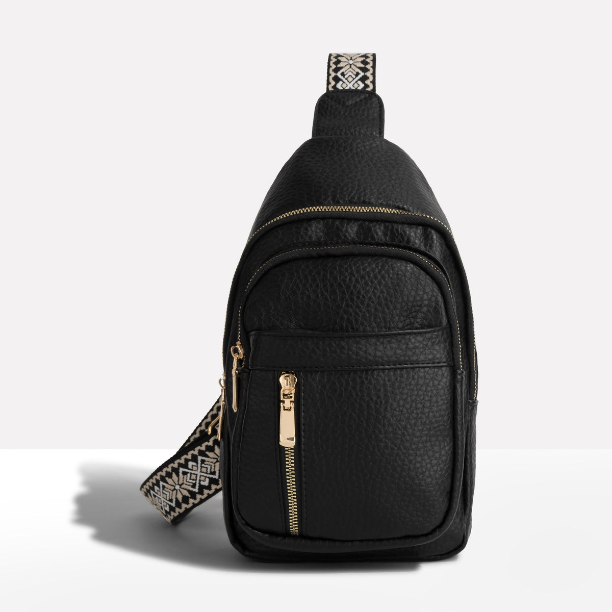 Torebka Damska Crossbody Antykradzieżowa z Wzorzystym Paskiem