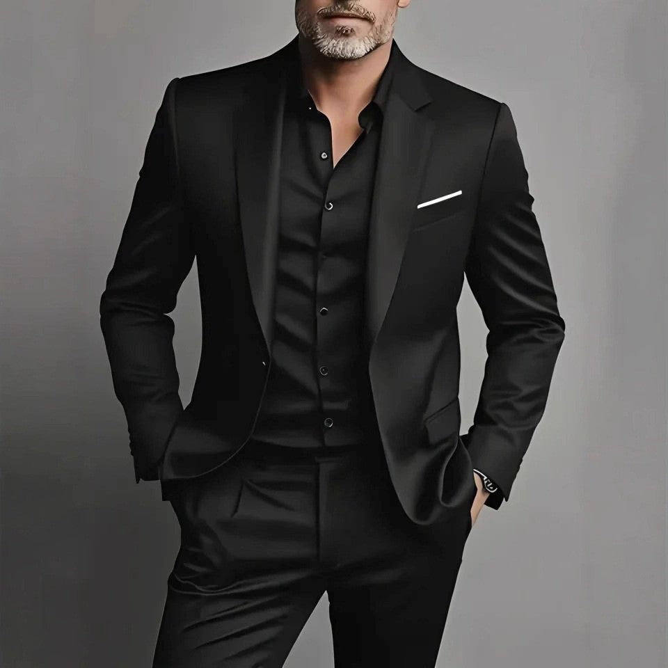 Męski garnitur slim fit na uroczyste okazje – detal