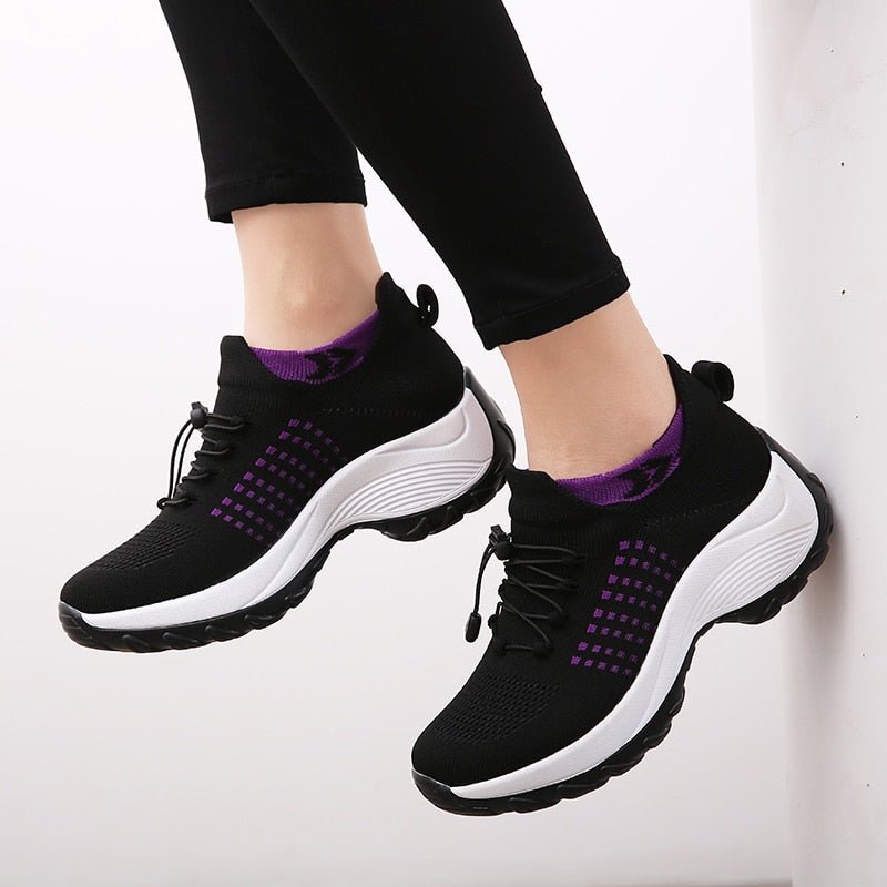 Sneakersy dzianinowe z pianką kolor szaroróżowy