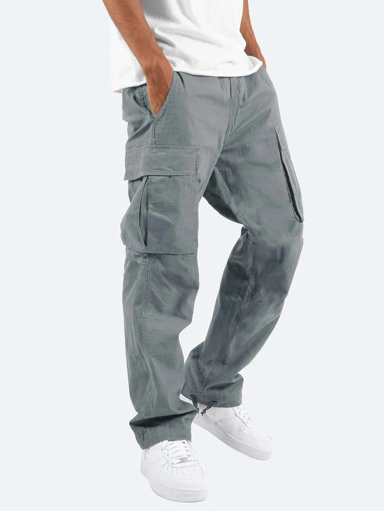 Spodnie cargo męskie wygodne - szary
