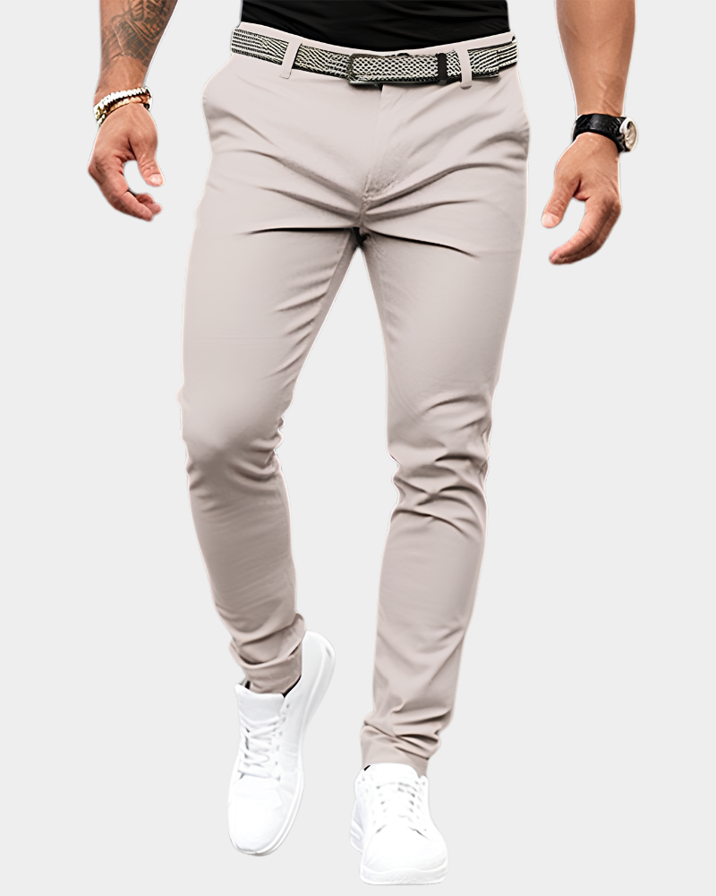 Spodnie Chino Męskie Smart Casual Beżowy - Diamila Moda