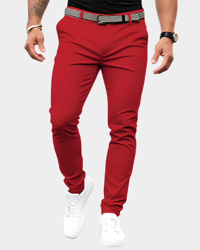 Spodnie Chino Męskie Smart Casual Czerwony - Diamila Moda