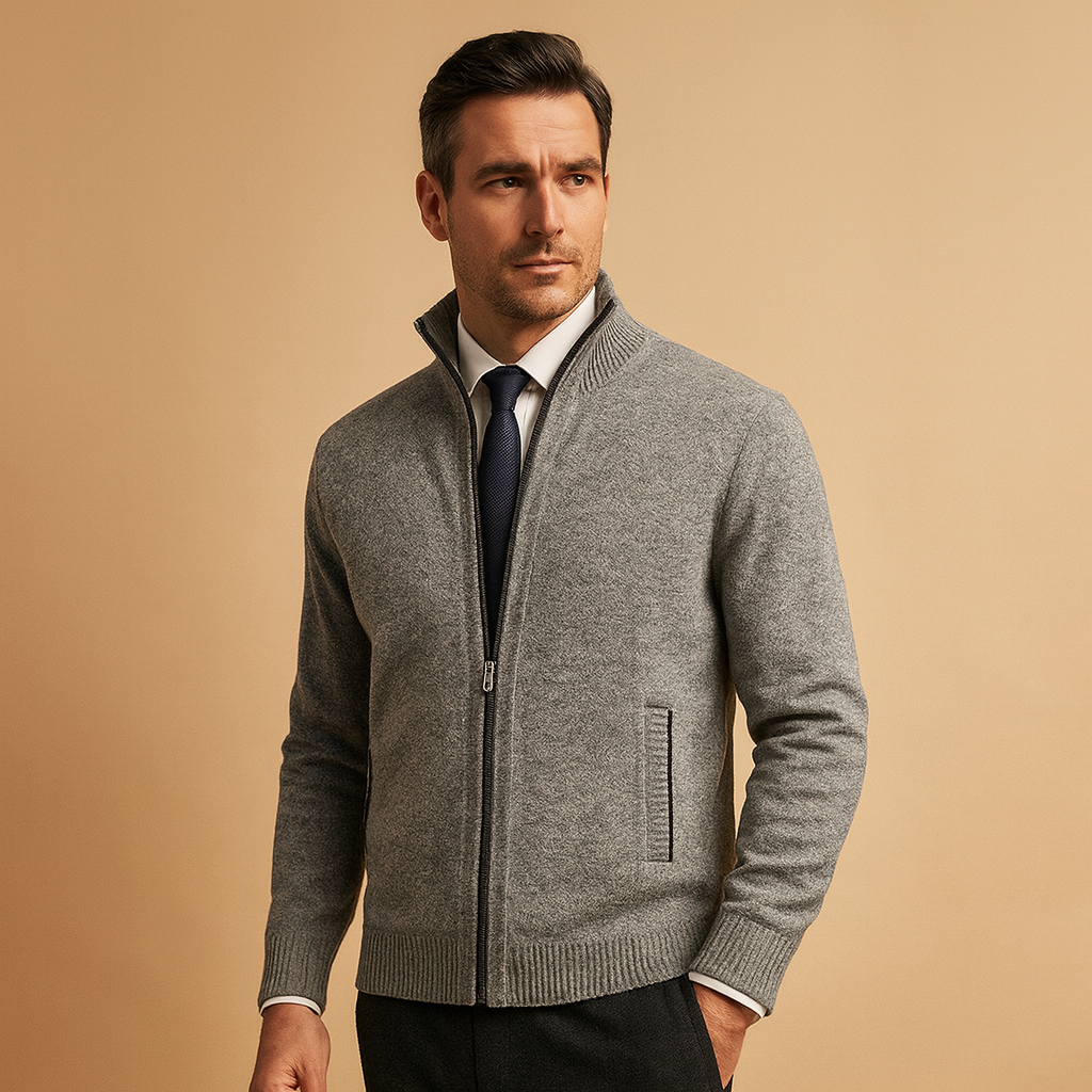 Sweter Męski Rozpinany ze Stójką Zapinany na Zamek