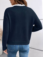 Sweter damski z koronką niebieski
