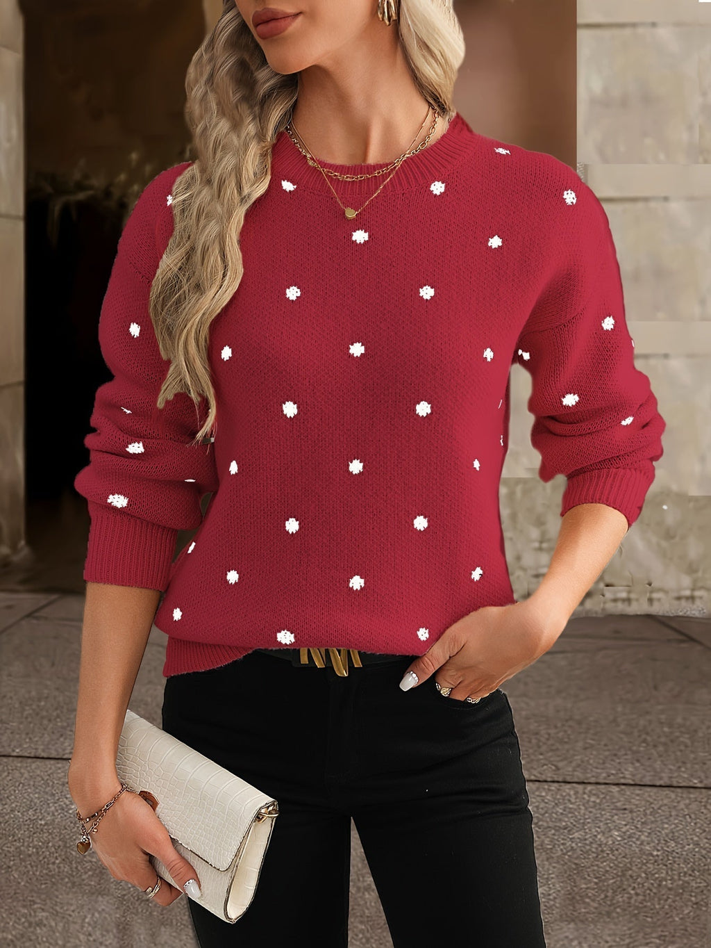 Sweter damski w kropki, uniwersalna stylizacja