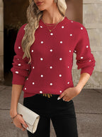 Sweter damski w kropki, uniwersalna stylizacja