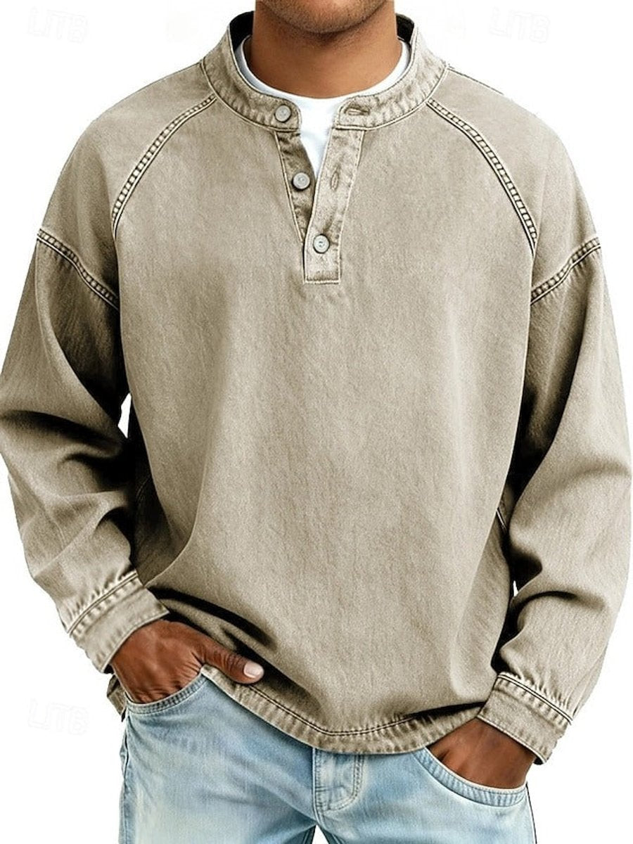 Męski sweter Henley w luźnym kroju