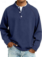 Męski sweter Henley w stylu vintage z długim rękawem