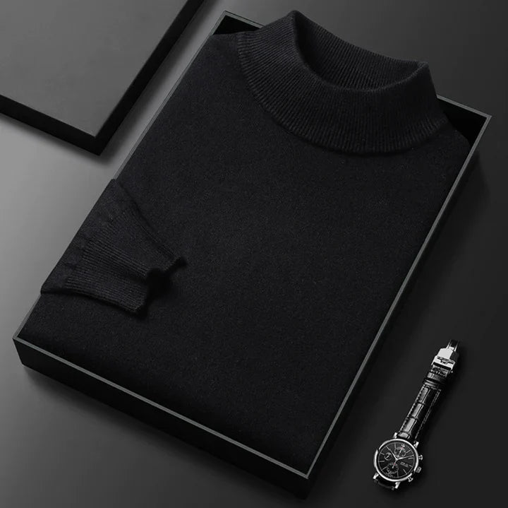 Sweter męski z golfem w ujęciu z przodu na sylwetce